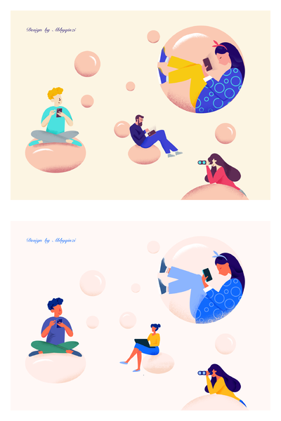 sketch打造的聊天社交星球运营插画设计