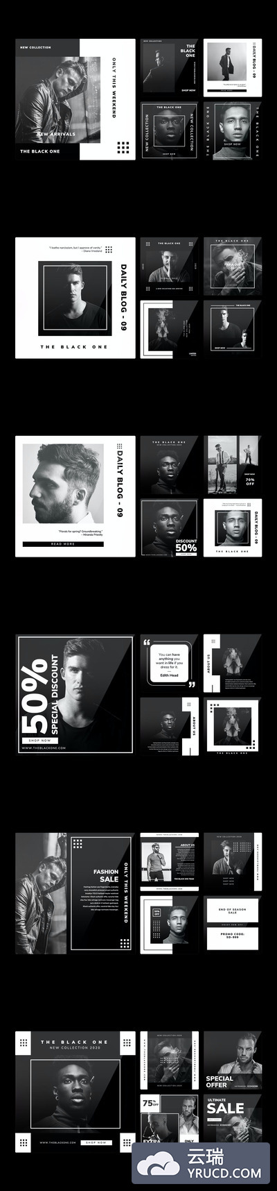 黑色的酷炫方形PPT模板下载（PPTX）