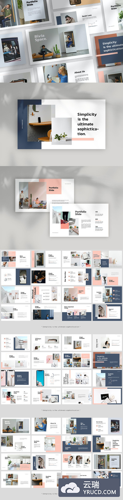 时尚高端简约清新北欧风格powerpoint幻灯片演示模板（pptx）