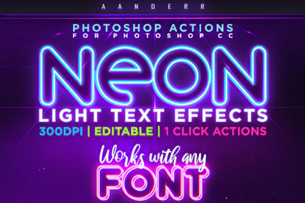 80年代朋克霓虹灯文字效果ps动作下载