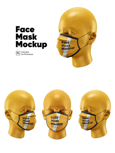 时尚高端逼真质感的高品质PM2.5口罩VI设计样机展示模型mockups