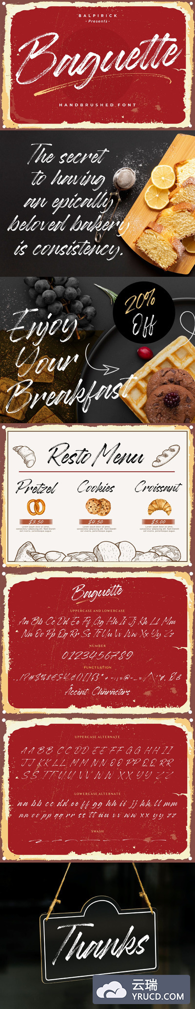 时尚高端手绘手写书法字体英文字体-Baguette YH