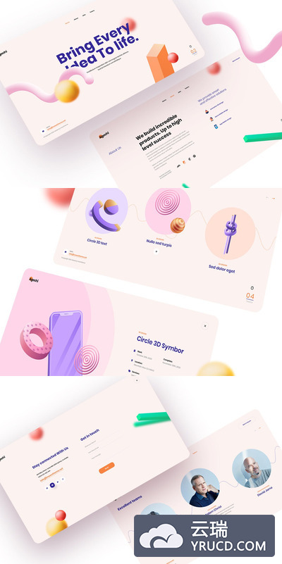 时尚简约的创意代理公司着陆页网站模板下载(PSD,XD)