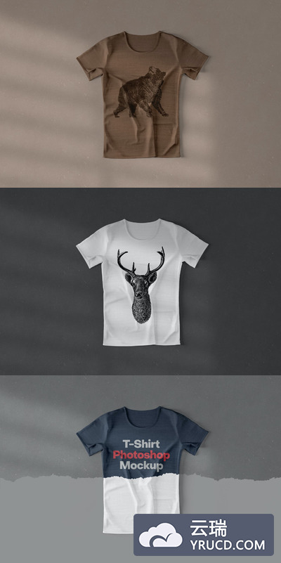 带褶皱的T恤设计展示样机（PSD）