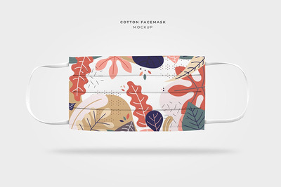 正视角度棉质口罩面料图案设计展示样机（PSD）