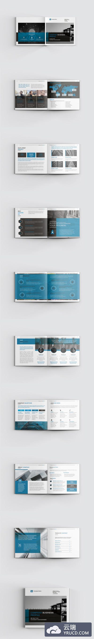 方形尺寸公司简介手册设计模板