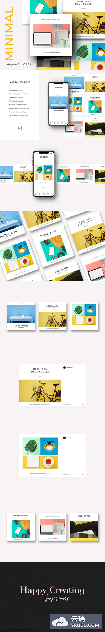 简约清新时尚好用的Instagram社交媒体banner海报设计模板集合 vol.39