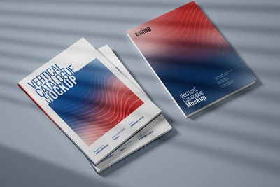 带光影效果的高端杂志设计展示样机（封面+封底）（PSD）