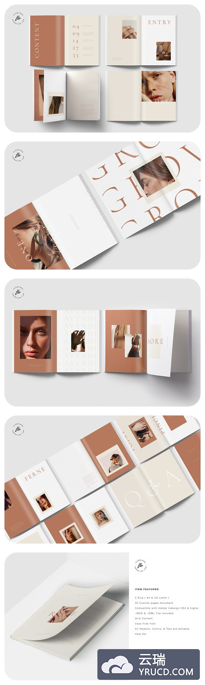 玫瑰装编辑手册画册模板(indd)