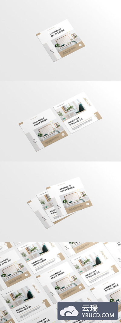 方形传单设计展示样机(PSD)