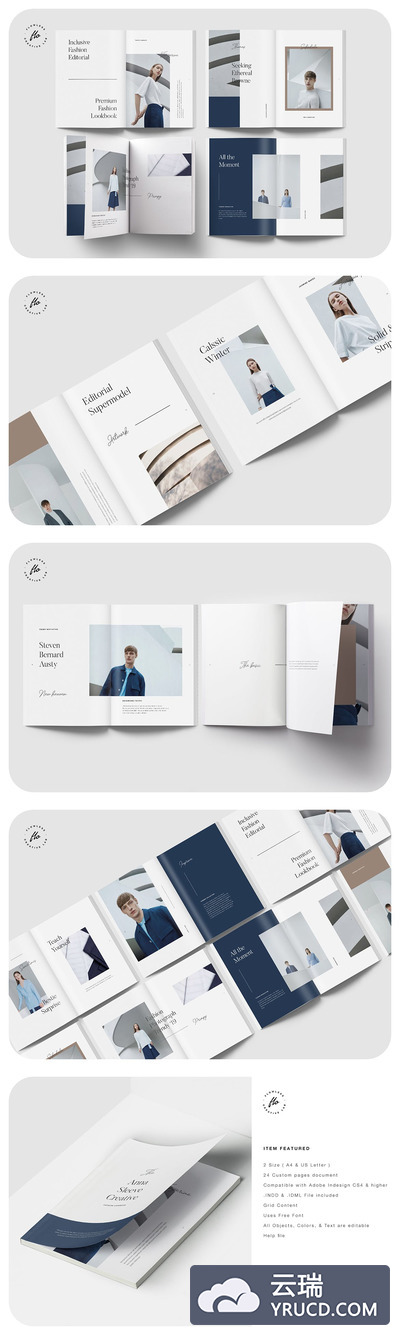 性冷淡风格的极简目录产品图册画册模板下载（indd）