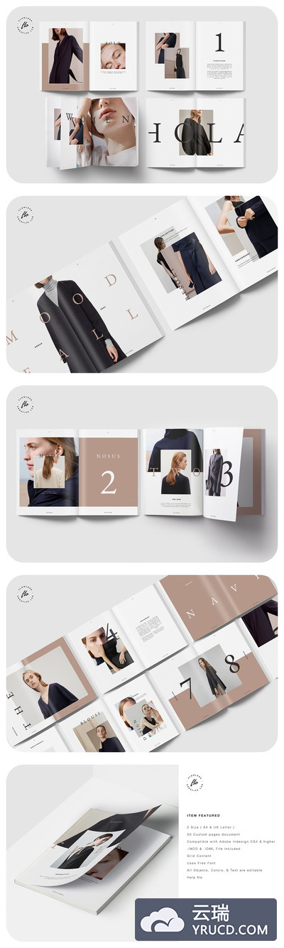 时尚的服饰品牌产品画册手册模板下载（indd）