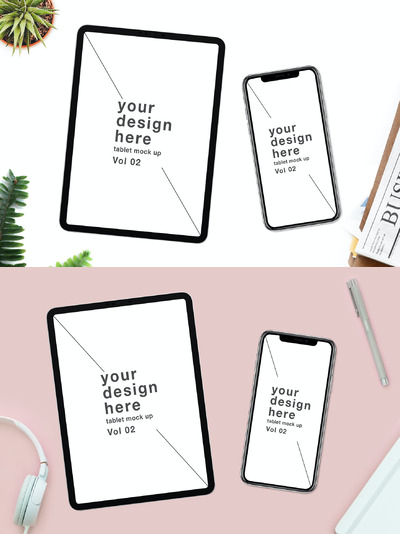 iPad and iPhone 11 Pro 设计展示样机（PSD）