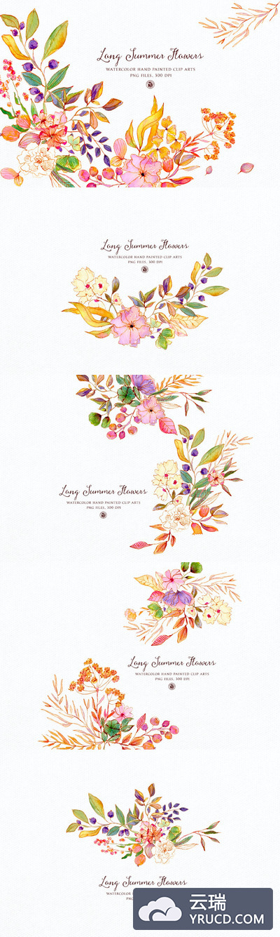 时尚简约清新手绘水彩水墨水粉植物花朵花卉插画大集合