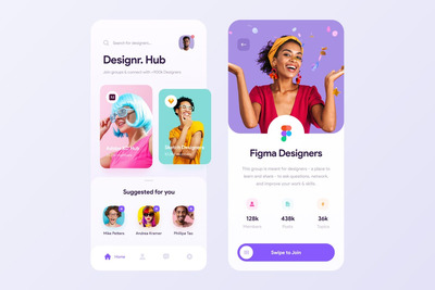 设计师社区概念APP UI模板下载（FIG）