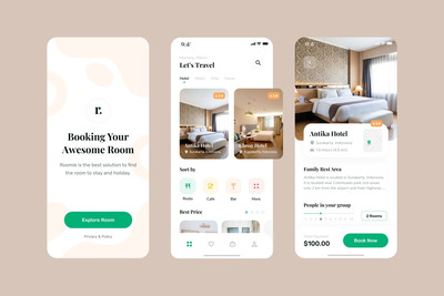 房间预订的概念APP UI模板下载（FIG）