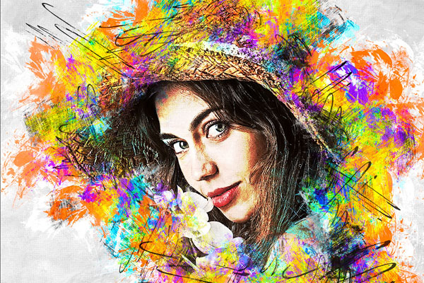 丙烯酸抽象涂料艺术绘画效果Photoshop动作下载