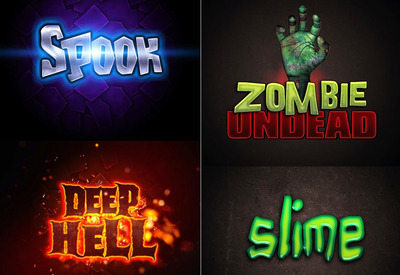 卡通万圣节文字酷炫样式下载（PSD,ASL）