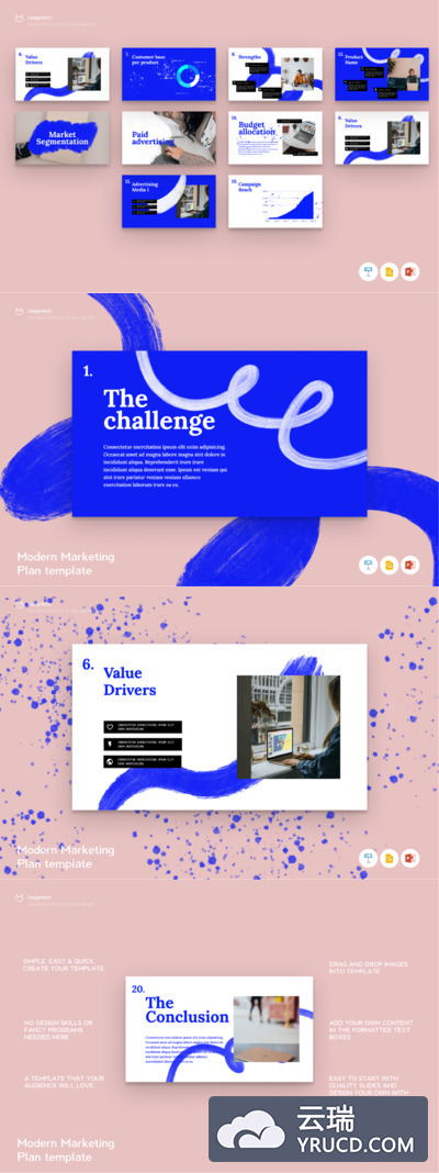 现代营销计划书设计模板下载（PPTX,KEy）