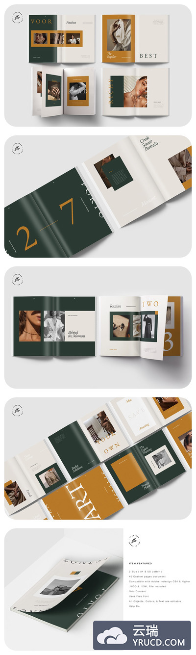 复古风格摄影作品集画册模板（indd）