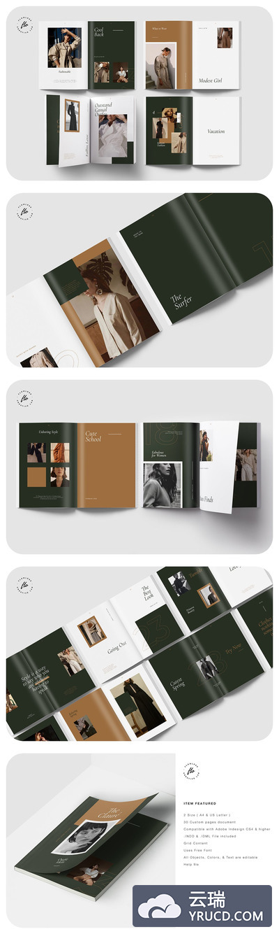 克莱尔时尚编辑目录画册模板（indd）