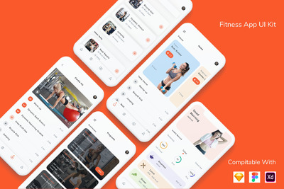 健身运动的 APP UI KIT（FIG,SKETCH,XD）