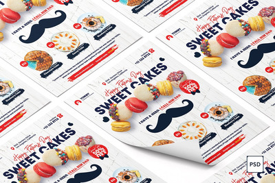 蛋糕店父亲节传单广告海报模板（PSD）