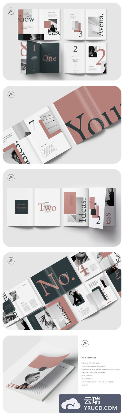 时尚排版的杂志风格摄影杂志画册模板下载（INDD）