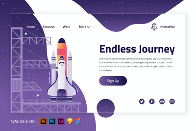 宇宙旅行创意主题插画（AI,EPS,FIG,JPG,PNG,PSD,SKETCH,SVG,XD）