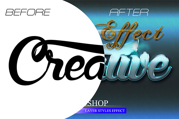 10种闪亮金属蓝色光泽效果3D文字图层样式
