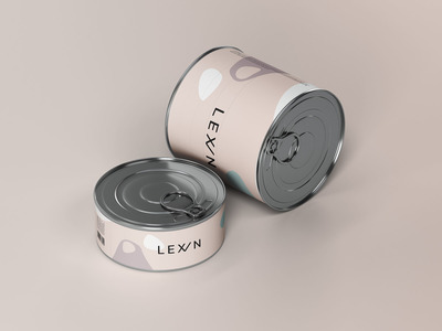 高品质的食品罐头包装设计VI样机展示模型mockups