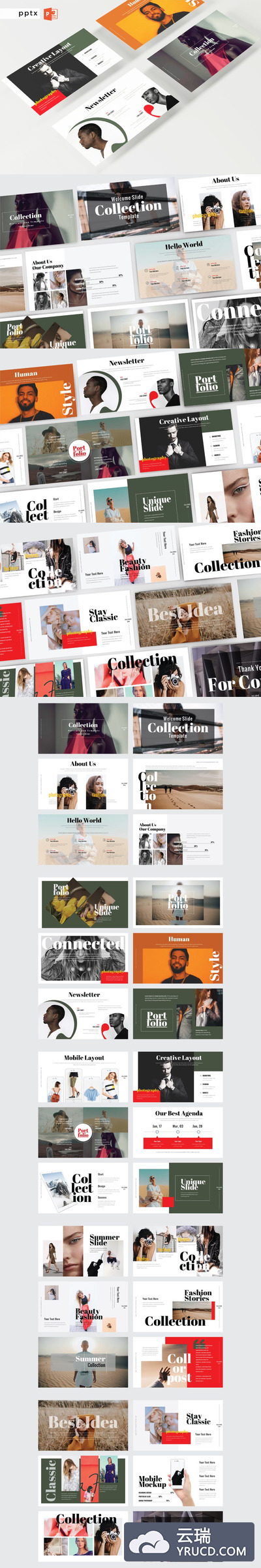 时尚高端优雅简约清新好用的高品质powerpoint幻灯片演示模板（pptx）