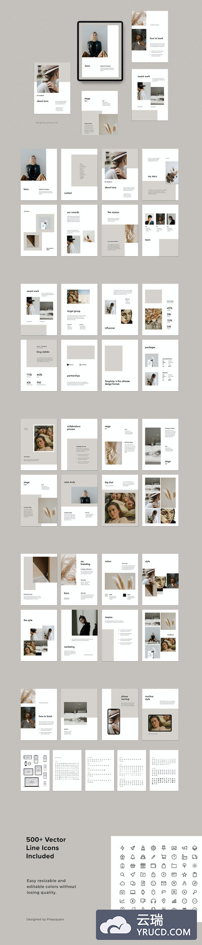 A4垂直Powerpoint媒体工具包模板powerpoint幻灯片演示模板（pptx）