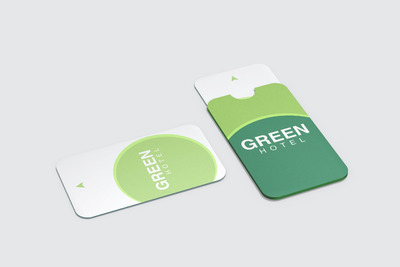 透视角度酒店卡片设计展示样机（PSD）