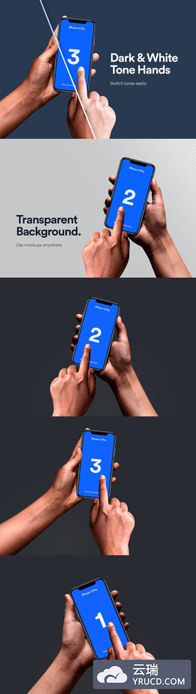 iPhone 11 Pro 使用中的手持效果样机（PSD）