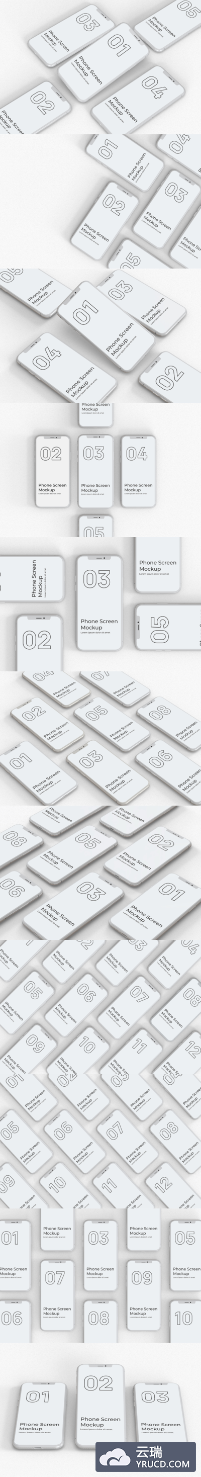 多种角度的iPhone 11 APP UI样机展示模型mockups