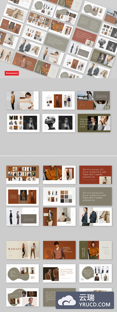 时尚高端优雅简约秋天配色的高品质产品目录powerpoint幻灯片演示模板（pptx）