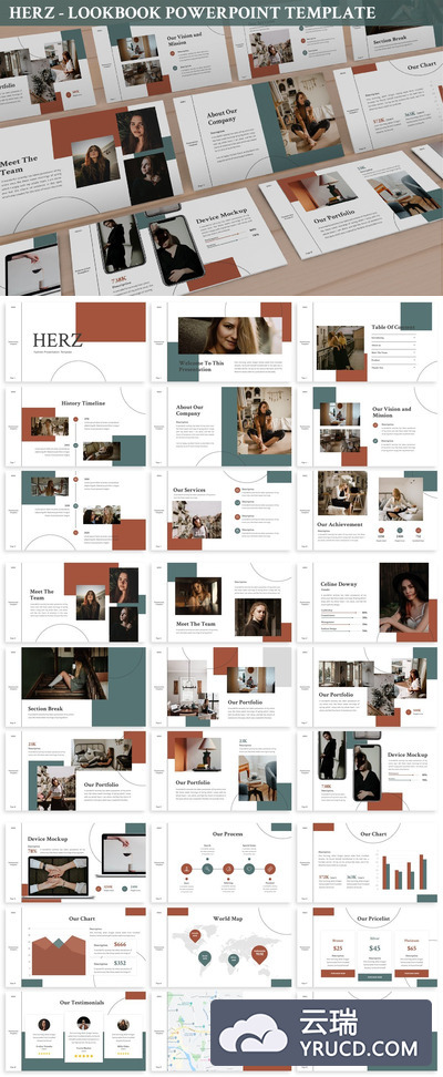 时尚高端优雅的多用途powerpoint幻灯片演示模板（pptx）