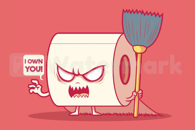 可爱邪恶的卫生纸宅男矢量插画