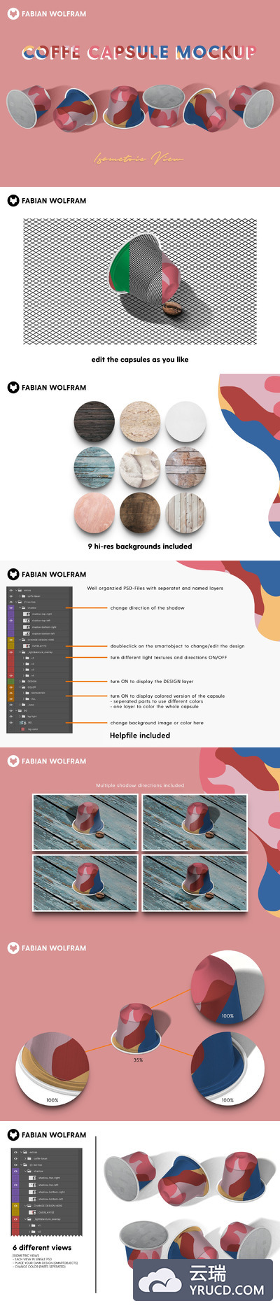 等距视图-咖啡胶囊品牌/包装设计样机模板