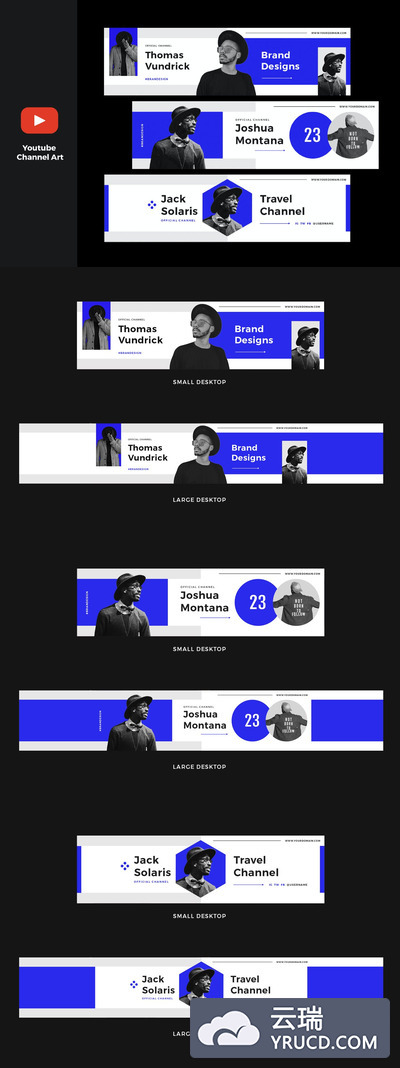 时尚高端简约清新YouTube频道banner海报设计模板-PSD