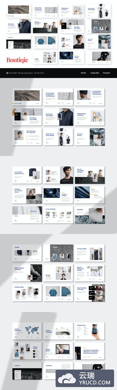 高端时尚简约清新好用的专业时装表演powerpoint幻灯片演示模板（pptx）