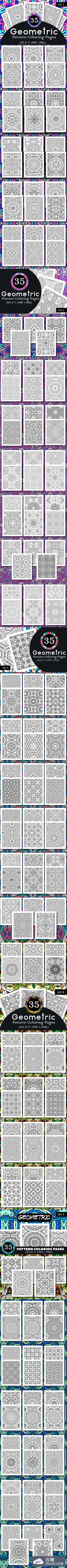 175个几何图案着色页图片素材包[5合1]