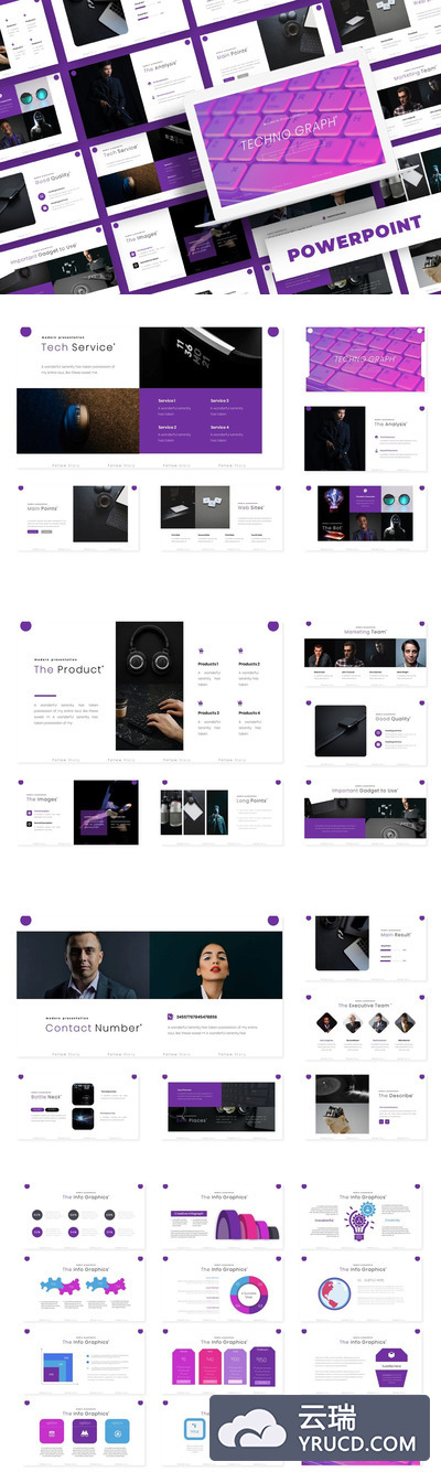 紫色配色的高品质优雅时尚高端powerpoint幻灯片演示模板（pptx）