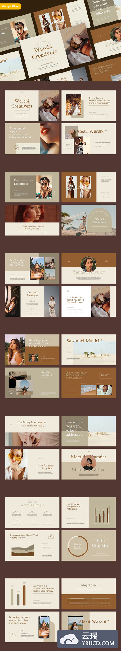 时尚高端专业的高品质时尚lookbook Google Slides谷歌幻灯片演示模板（pptx）