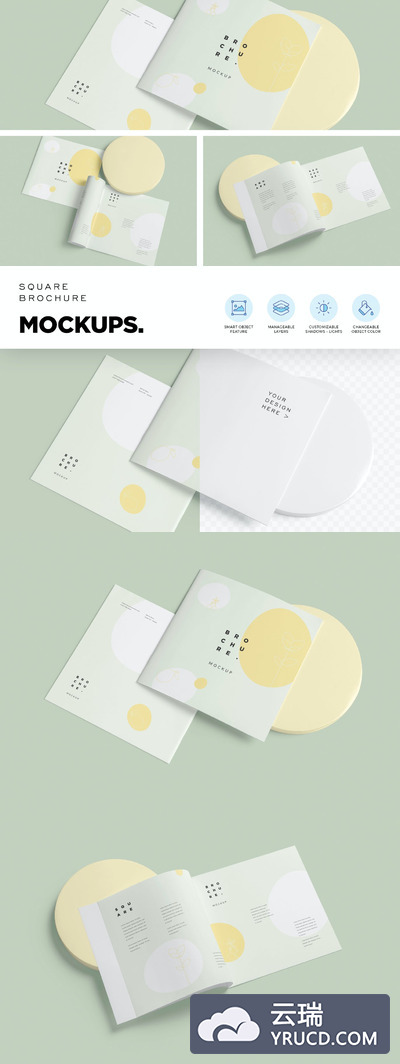 软封面方形画册样机（PSD）