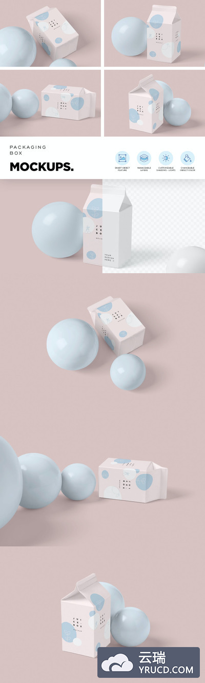 小型果汁/牛奶包装盒模型样机（PSD）