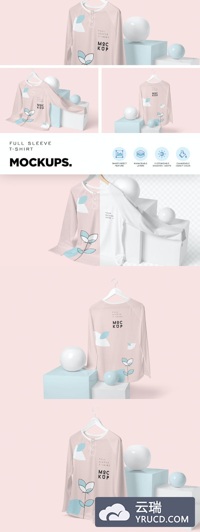 扣子全袖T恤模型样机（PSD）