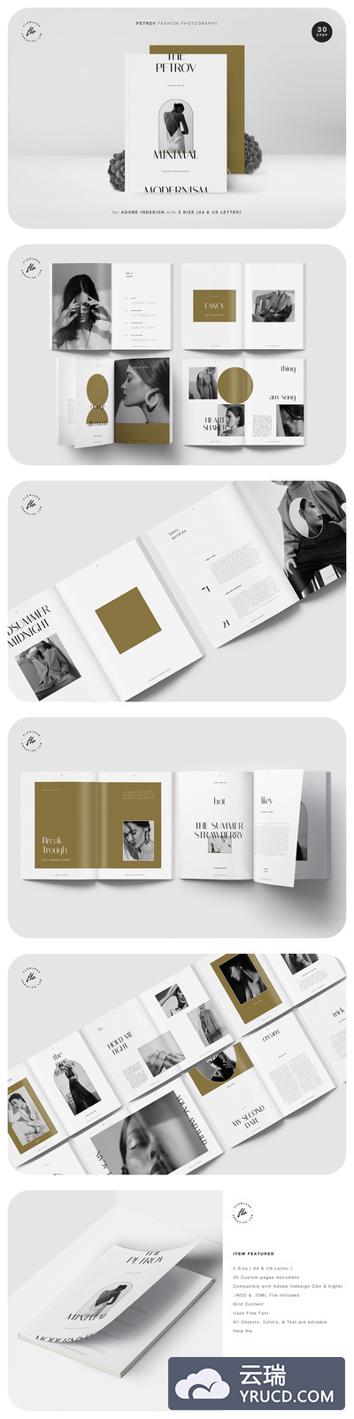 时尚高端简约优雅的时装摄影手册宣传册画册房地产楼书杂志设计模板