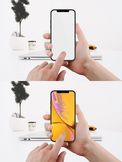 手持iPhone 11样机下载（PSD）